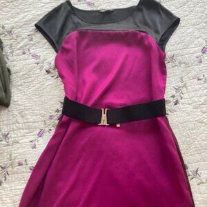 Express Color Block Belted Shift Dress